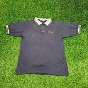 Vintage 70s Notre-Dame Polo Shirt Medium 19x24 Faded Blue